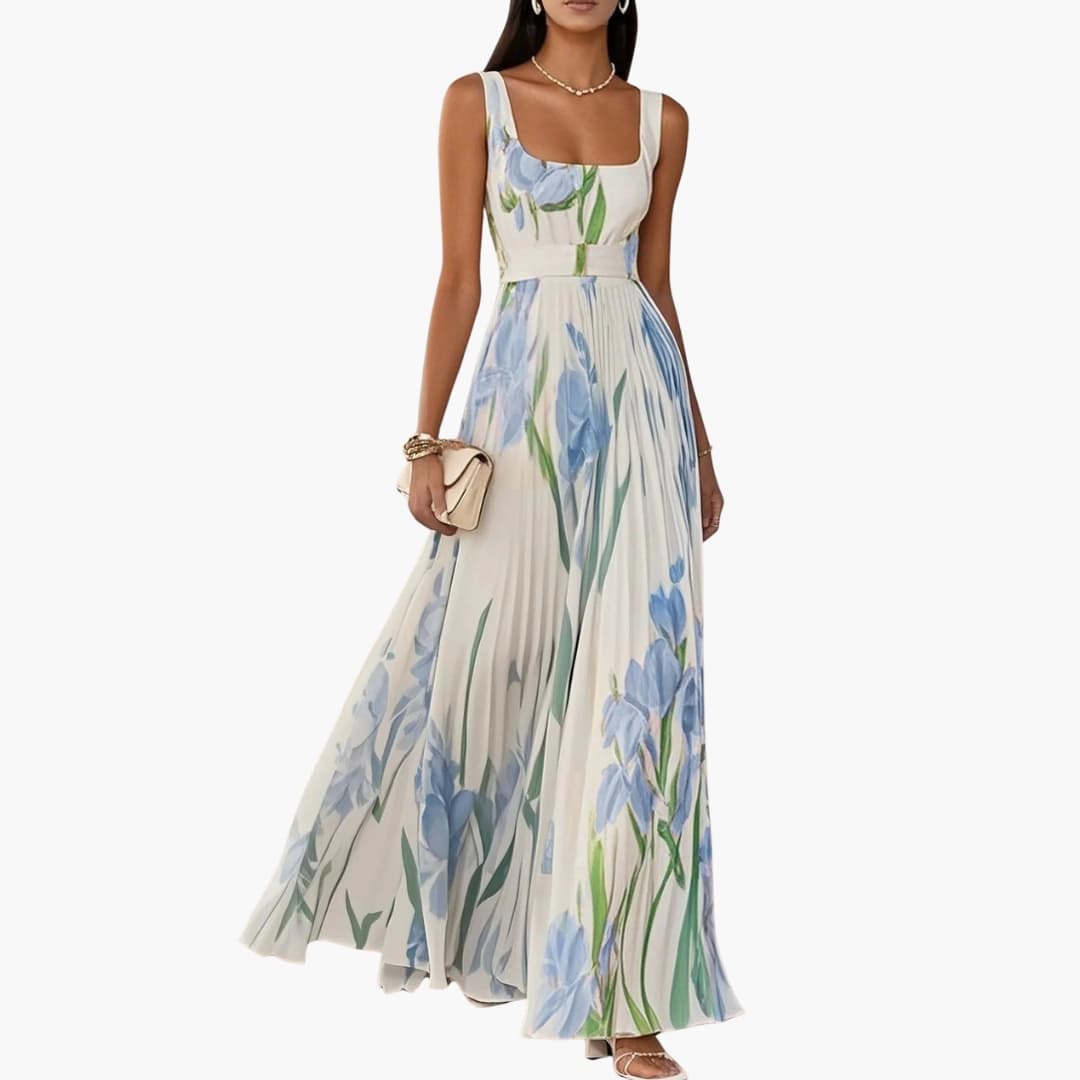 Women's Sleeveless Maxi Dress Pleated A-Line