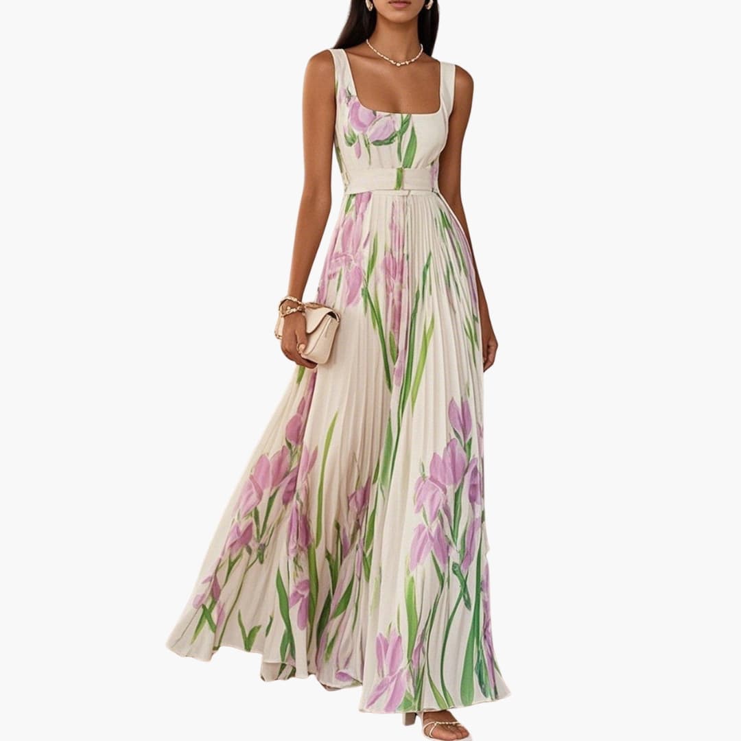 Women's Sleeveless Maxi Dress Pleated A-Line - VibreMode