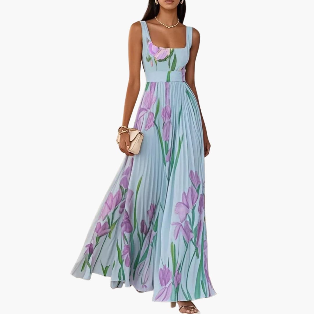 Women's Sleeveless Maxi Dress Pleated A-Line