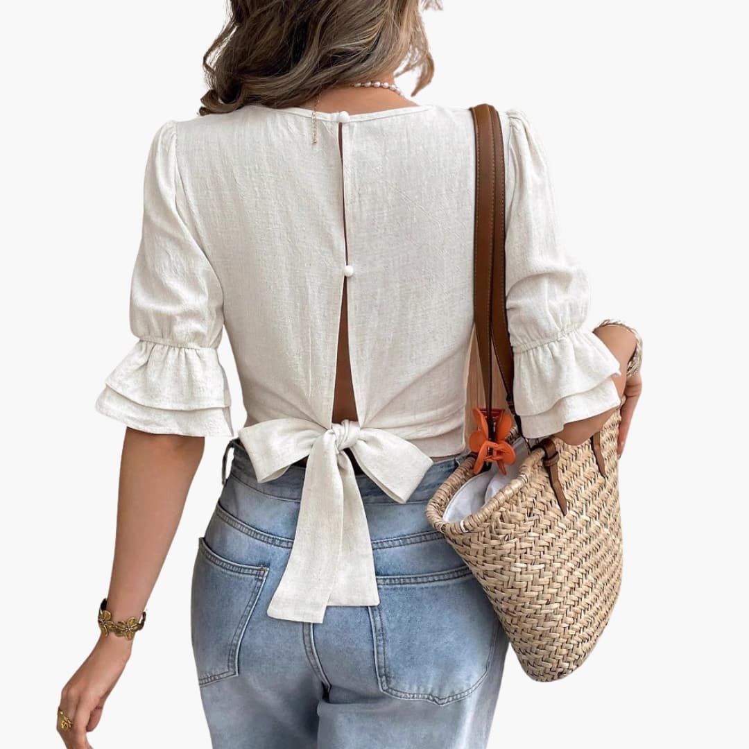 Women's Crop Square Neck Puff Sleeve