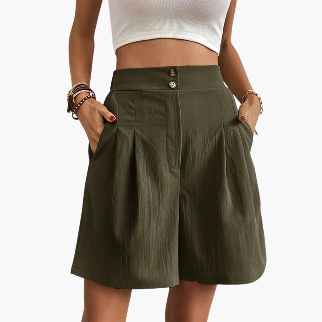 Women's Elastic Waist Cargo Shorts Stretchy