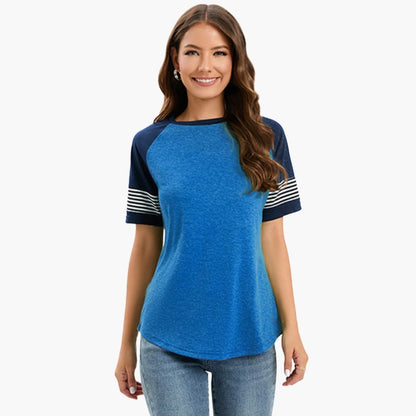Women's Striped Raglan Short Sleeve T-Shirt