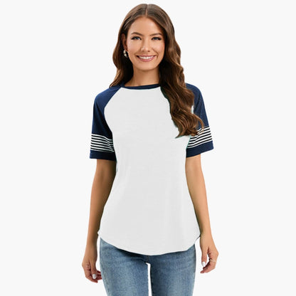 Women's Striped Raglan Short Sleeve T-Shirt