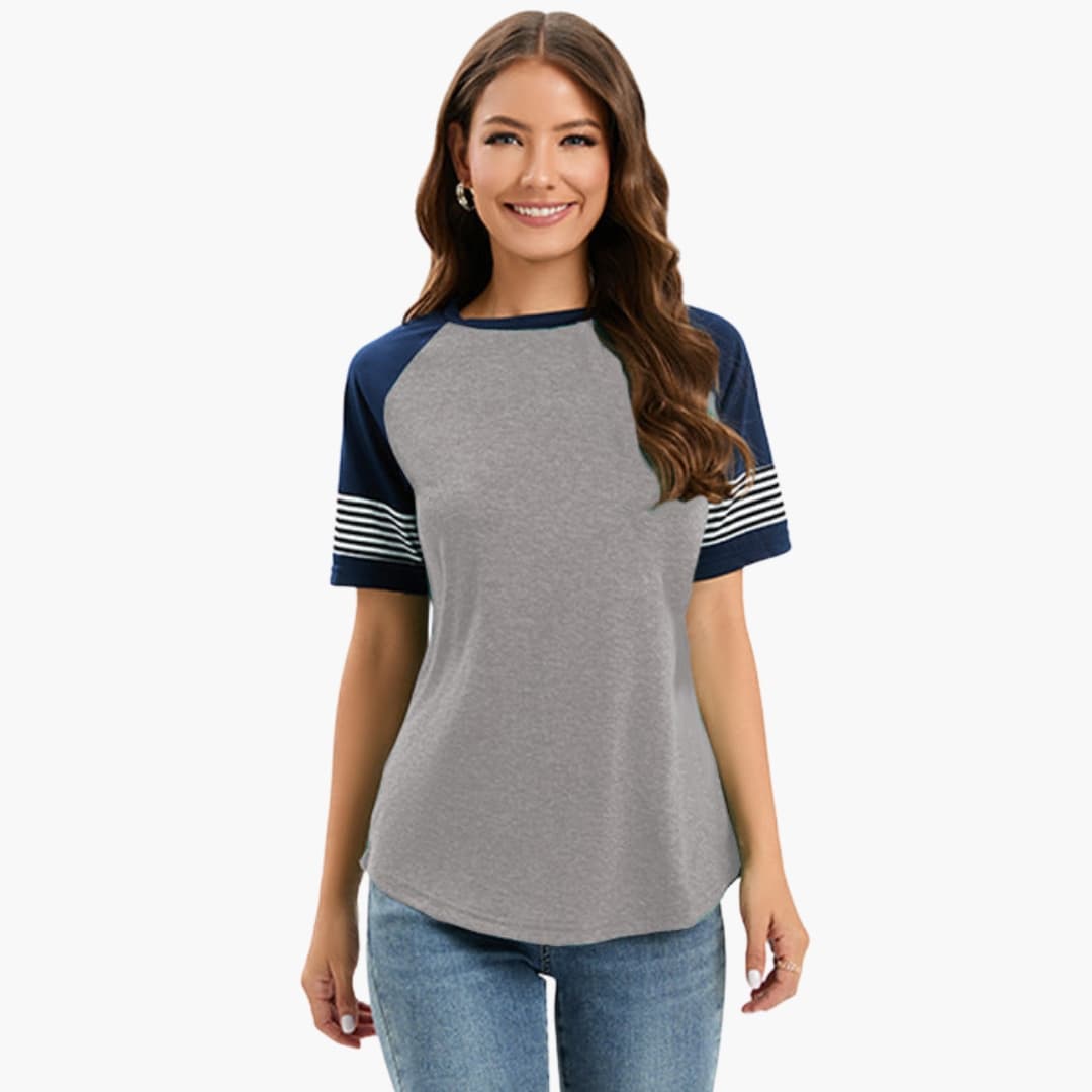 Women's Striped Raglan Short Sleeve T-Shirt