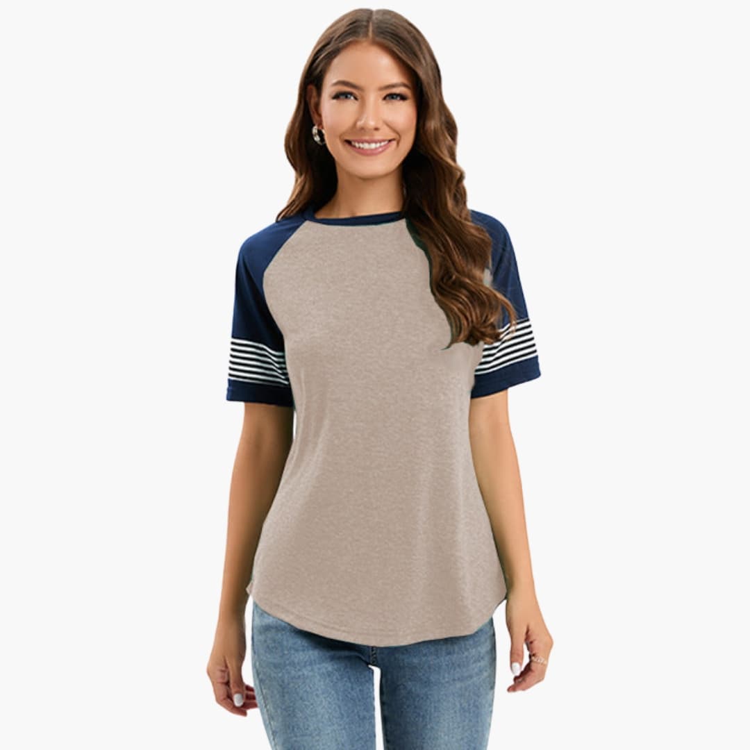 Women's Striped Raglan Short Sleeve T-Shirt