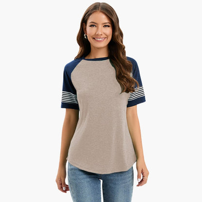Women's Striped Raglan Short Sleeve T-Shirt