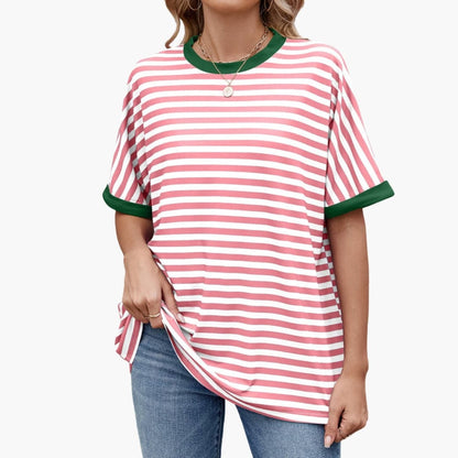 Women's Striped Short Sleeve T-Shirt - VibreMode