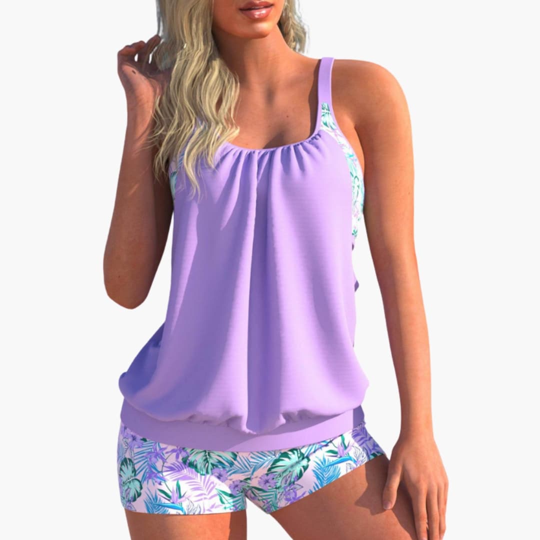 Women's Striped Tankini Swimsuit Adjustable Padded