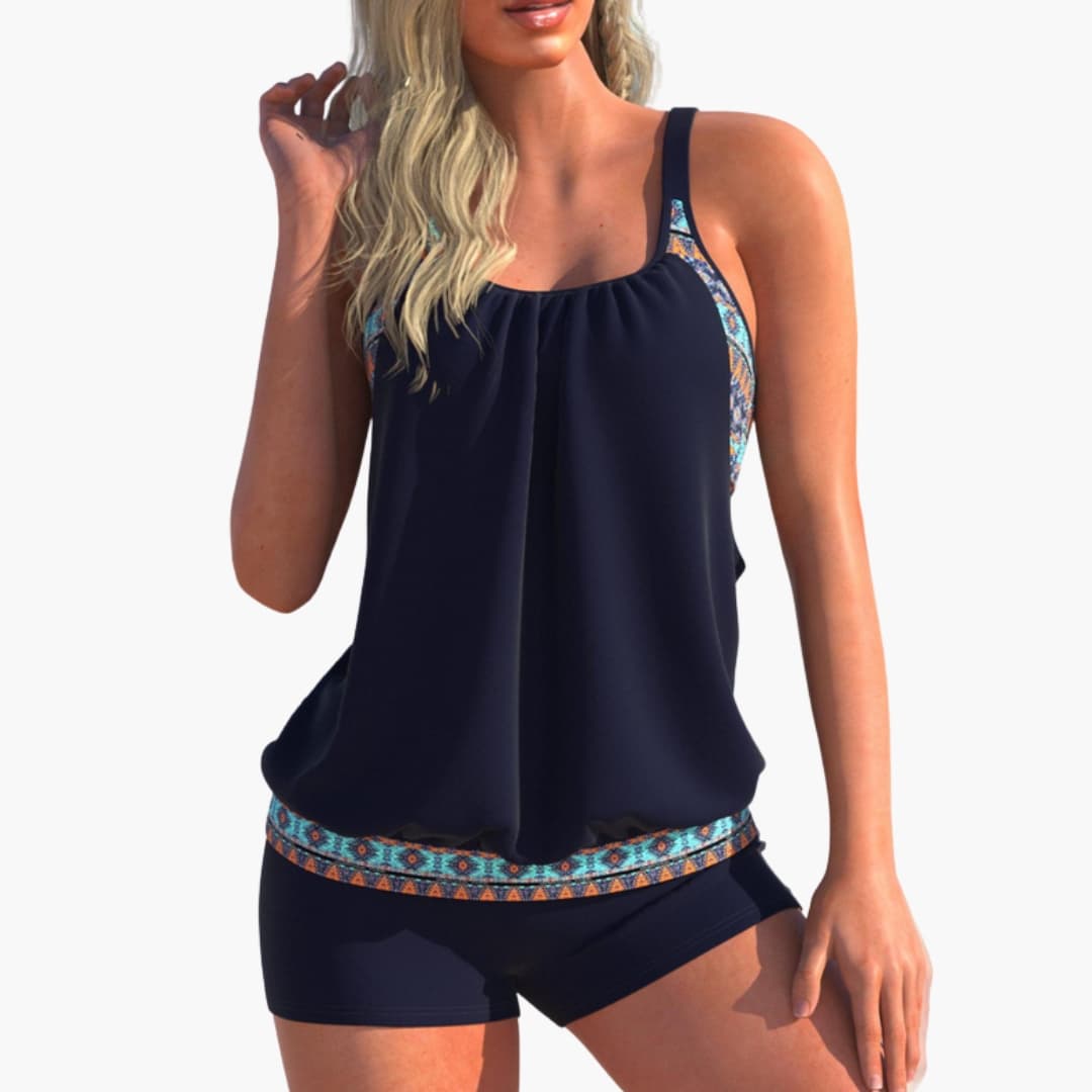 Women's Striped Tankini Swimsuit Adjustable Padded