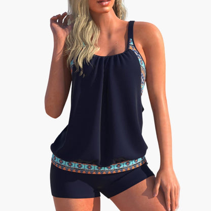 Women's Striped Tankini Swimsuit Adjustable Padded