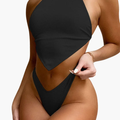 Women's Striped Bikini Adjustable Straps