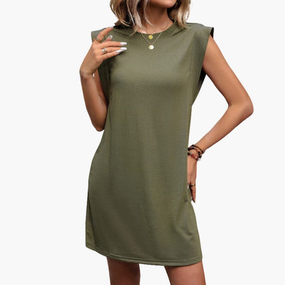 Women's T-Shirt Dress Knee Length Structured Shoulder Design