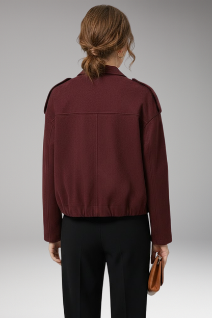 Women's Suede Bomber Jacket Structured Shoulders