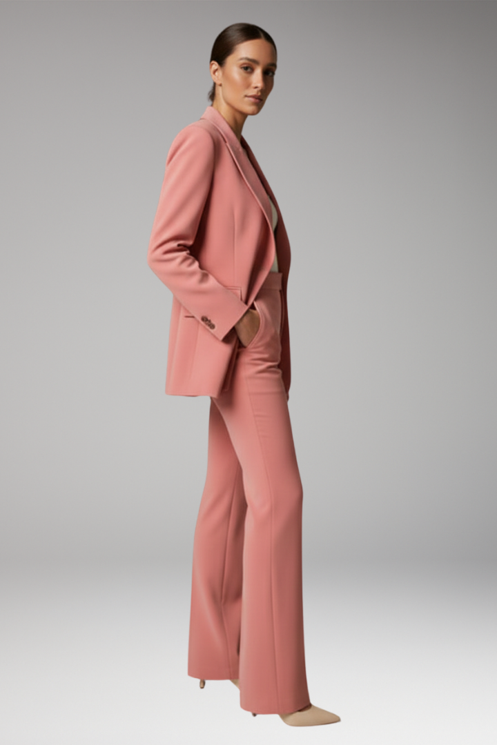 Women's Slim Fit Blazer Suit Set Wide Leg Trousers