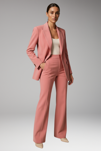 Women's Slim Fit Blazer Suit Set Wide Leg Trousers