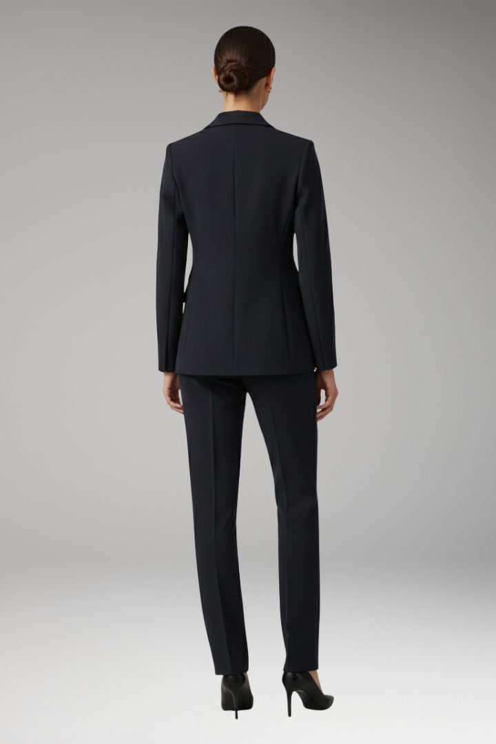 Women's Two Piece Suit Notched Lapel Jacket Straight Trousers