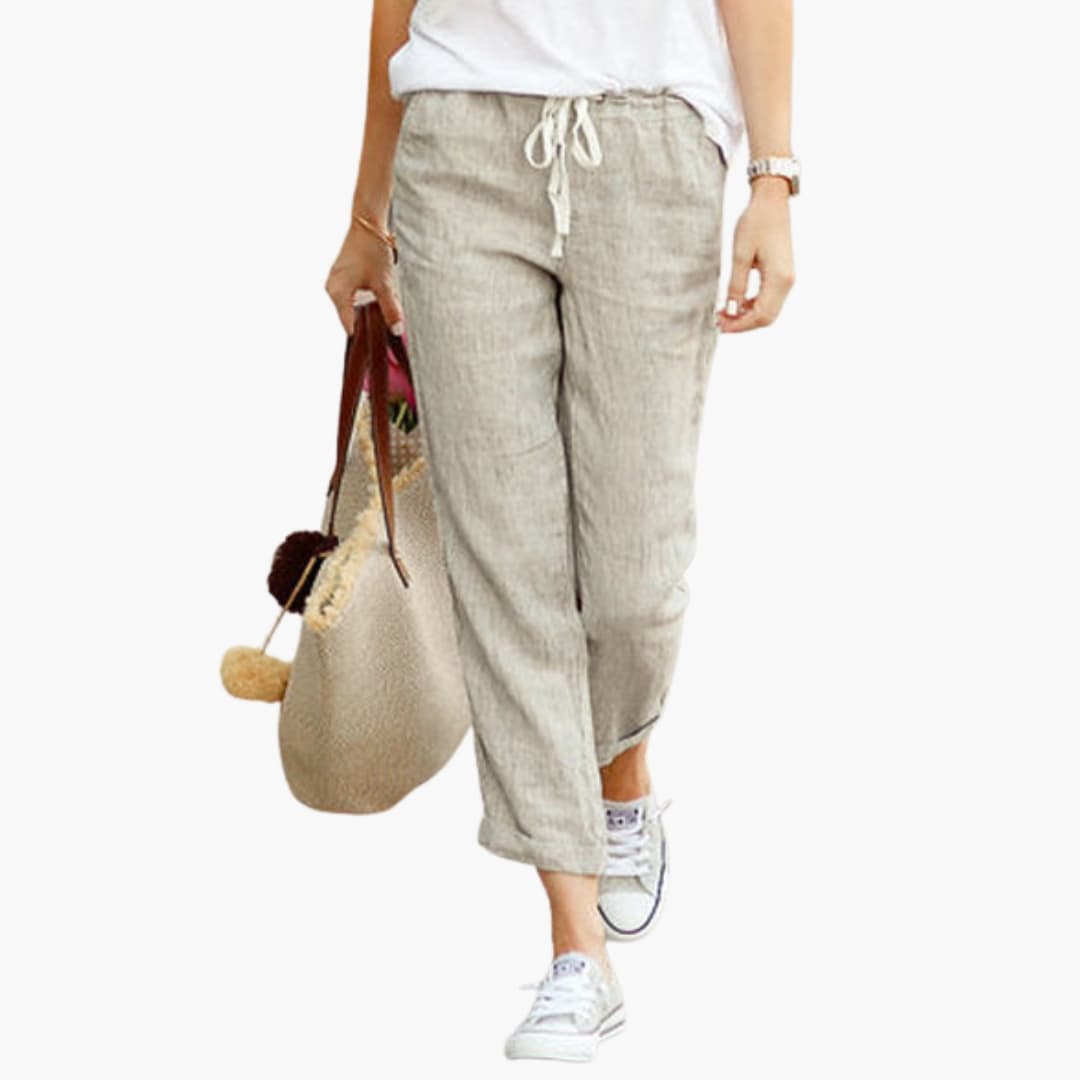 Women's Summer Pants Adjustable Waist Side Pockets