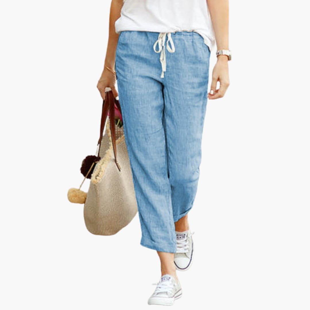 Women's Summer Pants Adjustable Waist Side Pockets