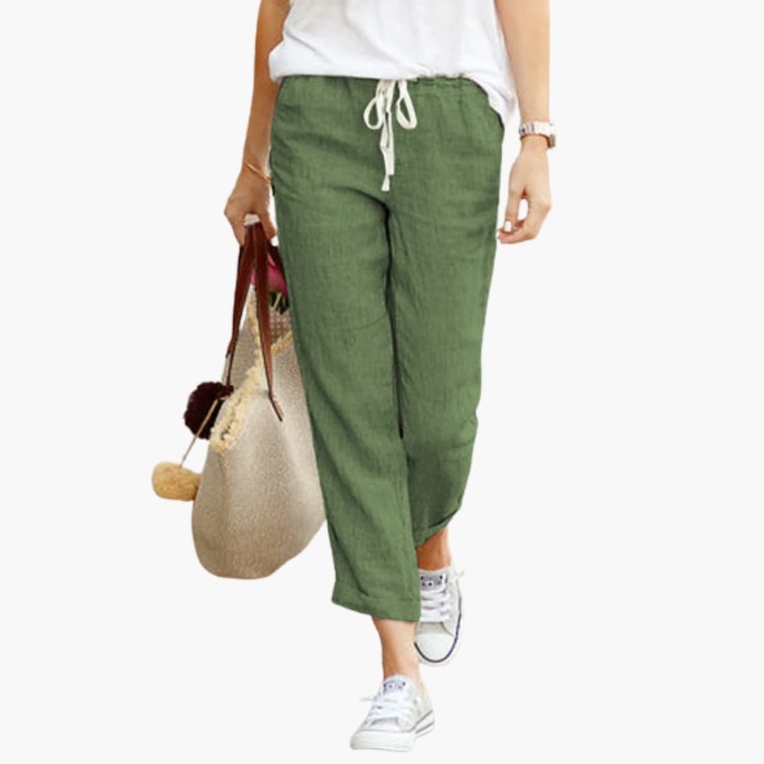 Women's Summer Pants Adjustable Waist Side Pockets