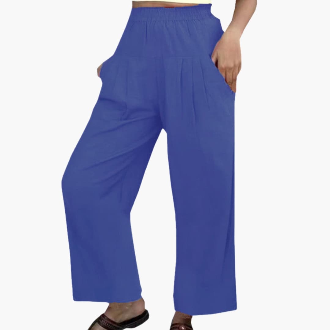 Women's Elastic Waist Pleated Pants - VibreMode