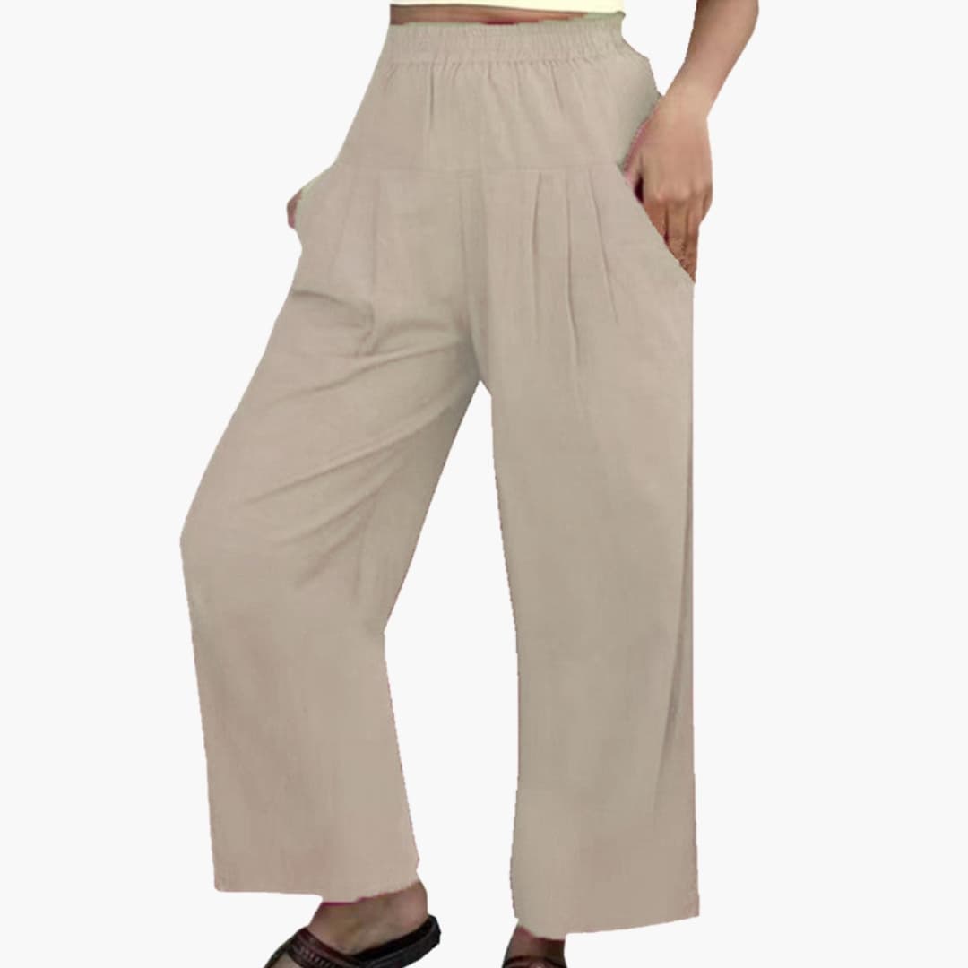 Women's Elastic Waist Pleated Pants