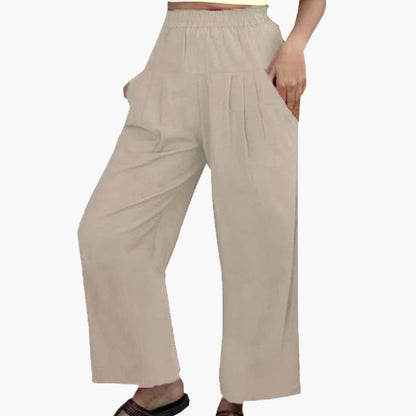 Women's Elastic Waist Pleated Pants