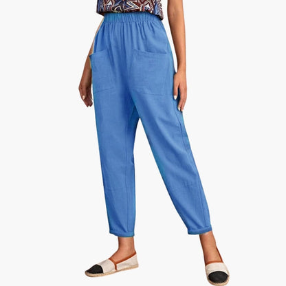 Women's Elastic Waist Pants Loose Full-Length Trousers