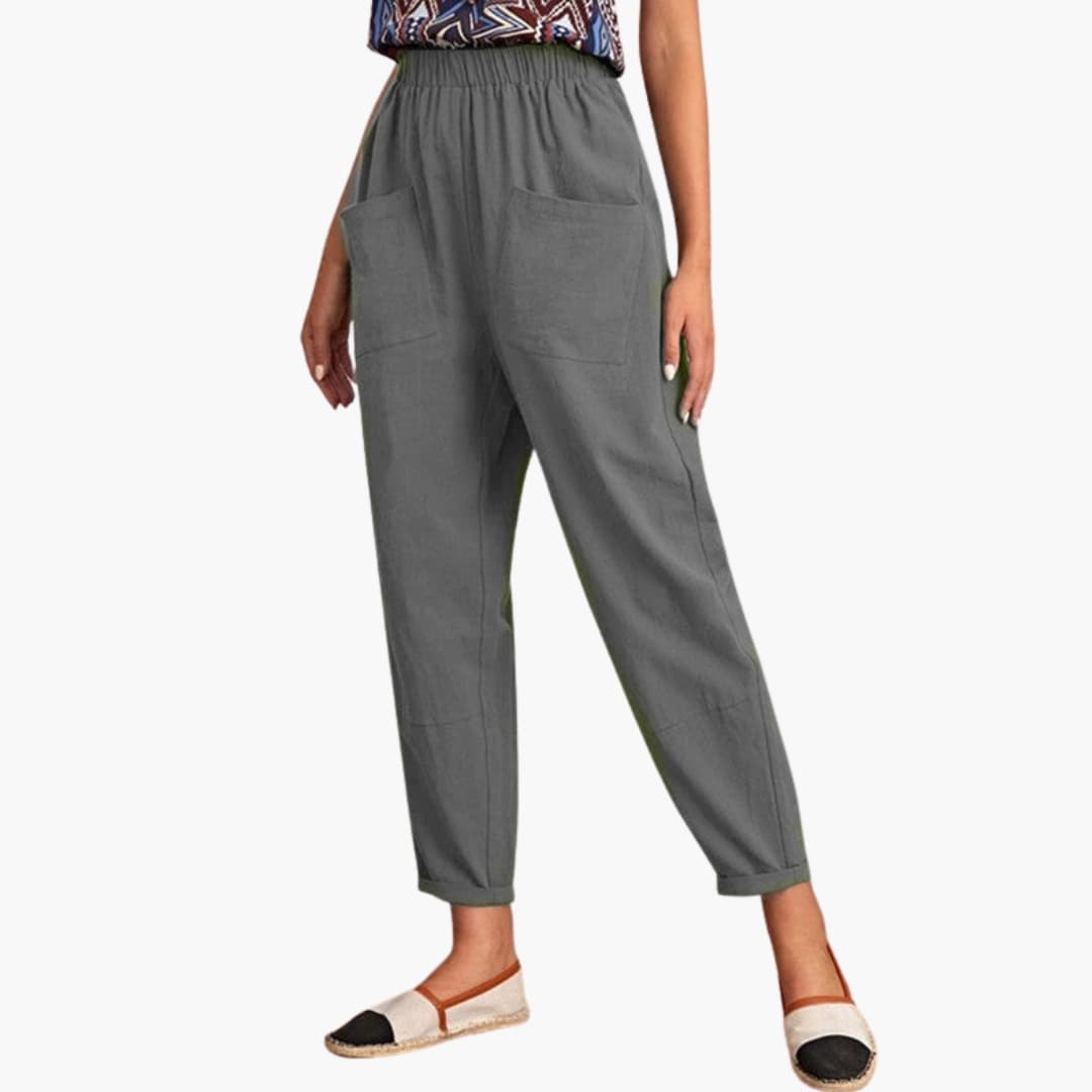Women's Elastic Waist Pants Loose Full-Length Trousers