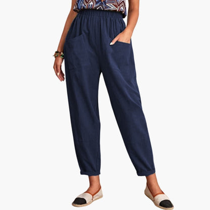 Women's Elastic Waist Pants Loose Full-Length Trousers
