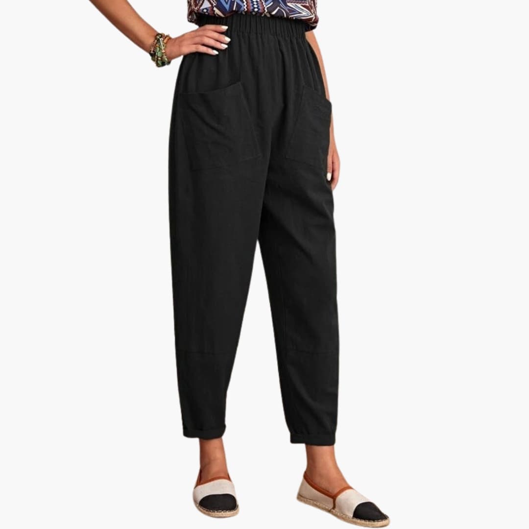 Women's Elastic Waist Pants Loose Full-Length Trousers - VibreMode