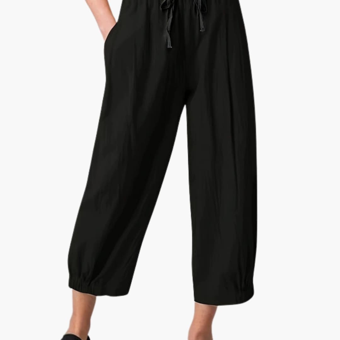 Women's Elastic Waist Summer Pants Cuffed Hem