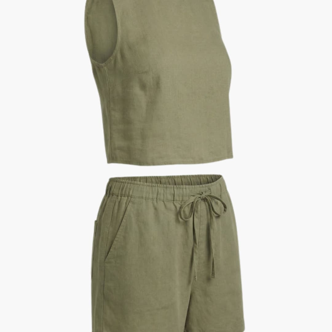 Women's Summer Shorts Set Short Sleeve Elastic Waist - VibreMode