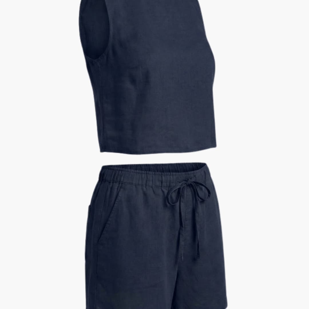 Women's Summer Shorts Set Short Sleeve Elastic Waist