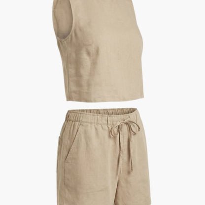 Women's Summer Shorts Set Short Sleeve Elastic Waist