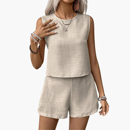 Women's Two Piece Shorts Set Short Sleeve Elastic Waist Shorts
