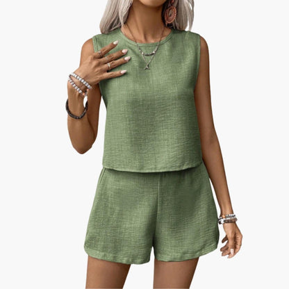 Women's Two Piece Shorts Set Short Sleeve Elastic Waist Shorts