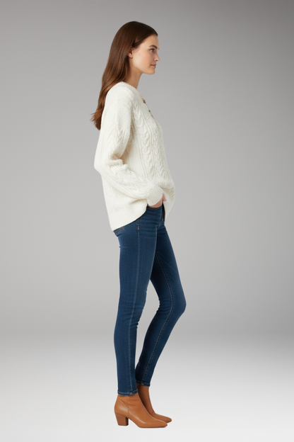 Women's Crew Neck Cable Knit Sweater