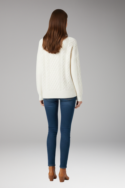 Women's Crew Neck Cable Knit Sweater