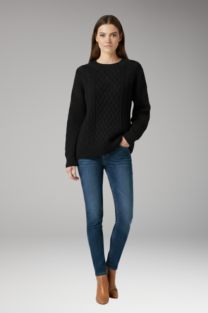 Women's Crew Neck Cable Knit Sweater