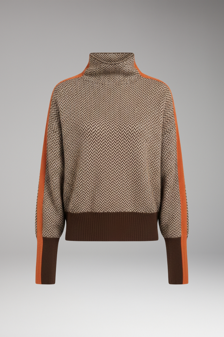 Women's High Neck Long Sleeve Sweater - VibreMode