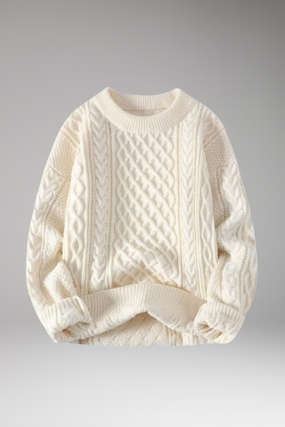 Women's Cable Knit Sweater Round Neck - VibreMode