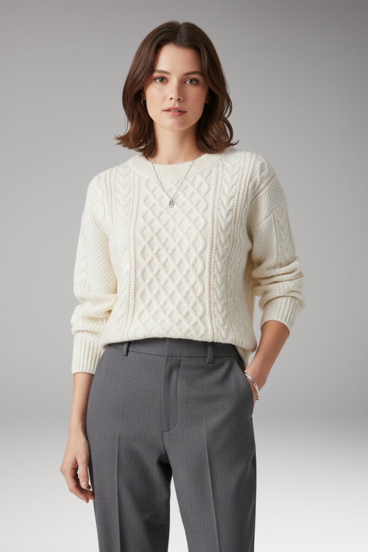 Women's Cable Knit Sweater Round Neck