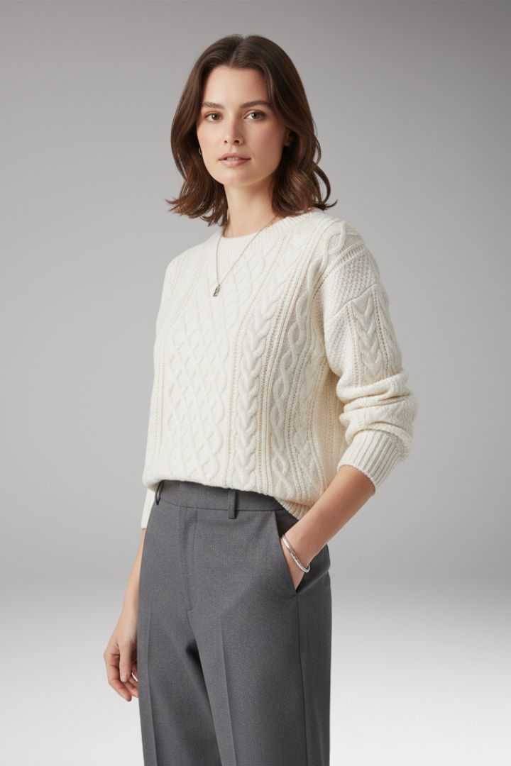 Women's Cable Knit Sweater Round Neck