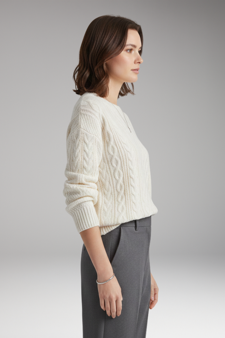 Women's Cable Knit Sweater Round Neck