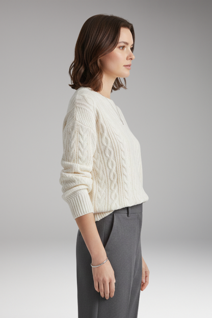 Women's Cable Knit Sweater Round Neck