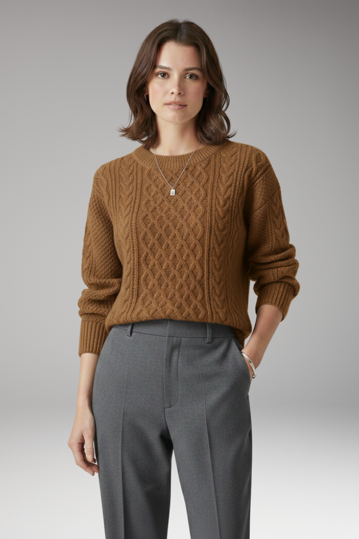 Women's Cable Knit Sweater Round Neck