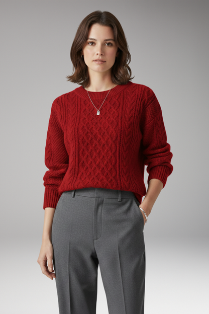 Women's Cable Knit Sweater Round Neck