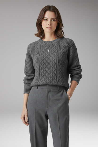 Women's Cable Knit Sweater Round Neck