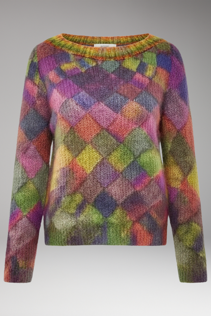Women's Patterned Sweater Round Neck - VibreMode