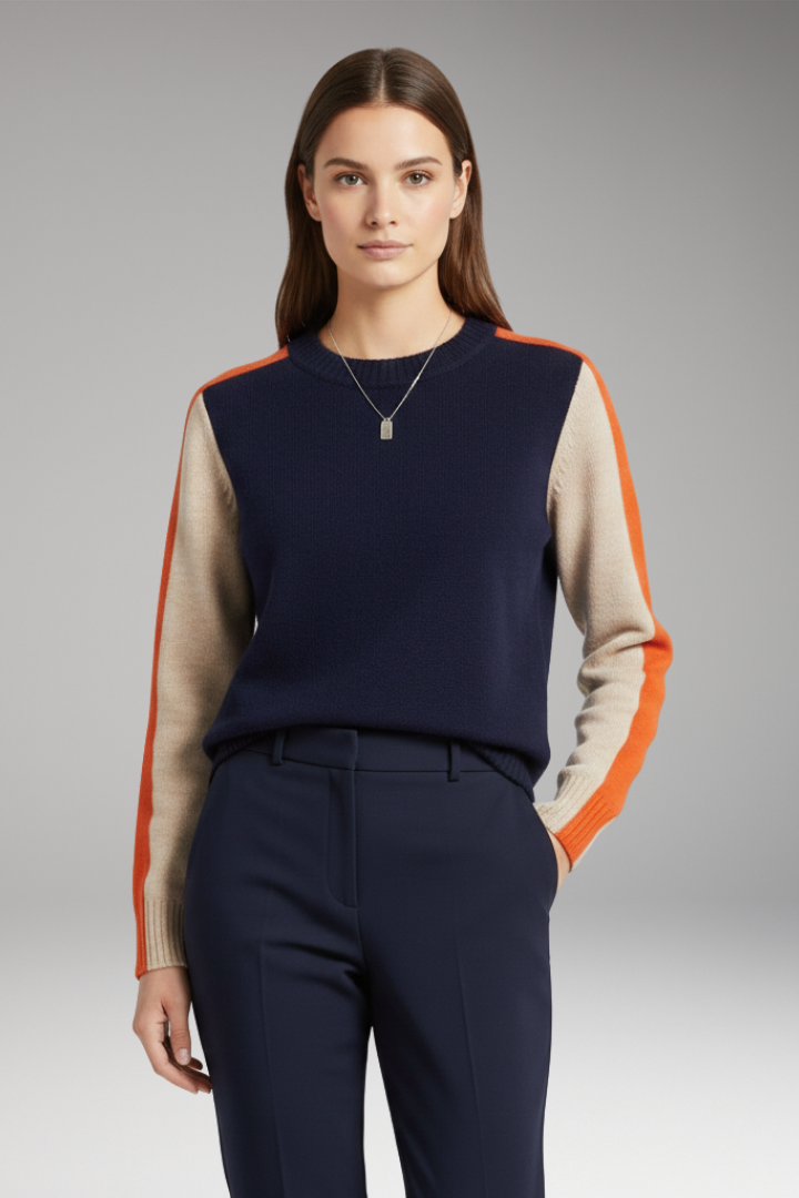 Women's Round Neck Sweater Ribbed